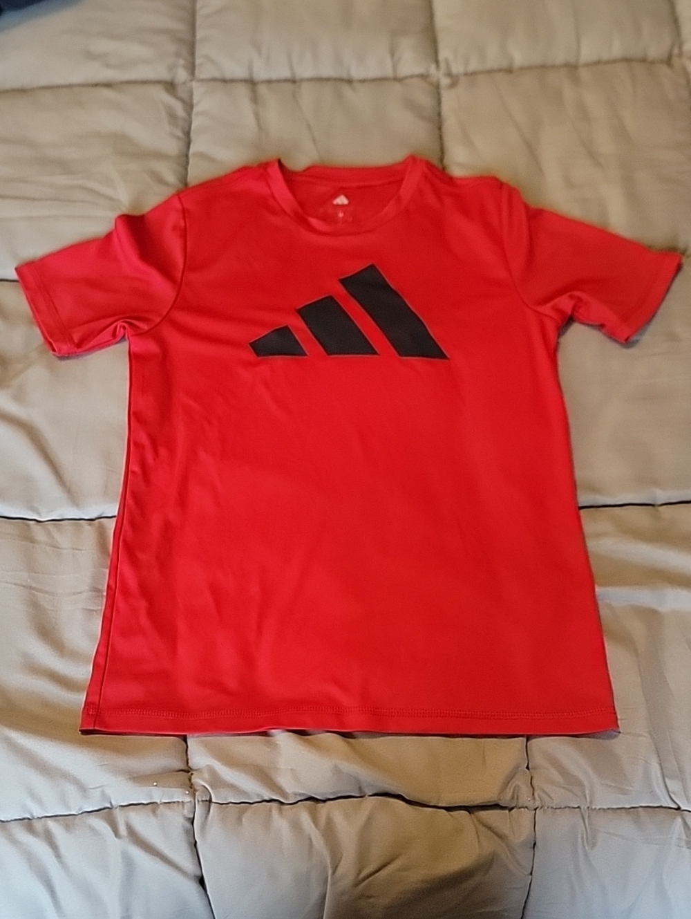 adidas Red Short Sleeve Logo Performance Tee